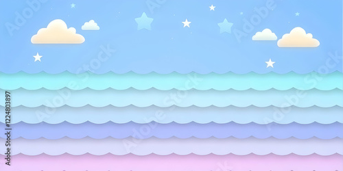 Pastel Ocean Waves Backgrou...