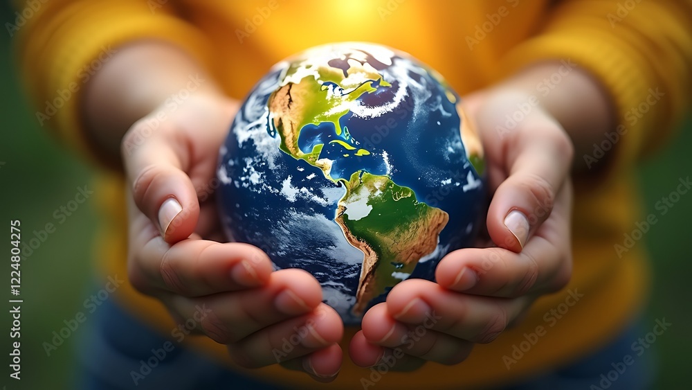 global connection hands holding earth vibrant