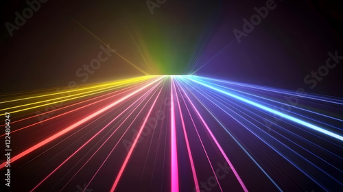 Wallpaper Mural Rainbow Light Trails Converge on Horizon in Abstract Digital Art Torontodigital.ca