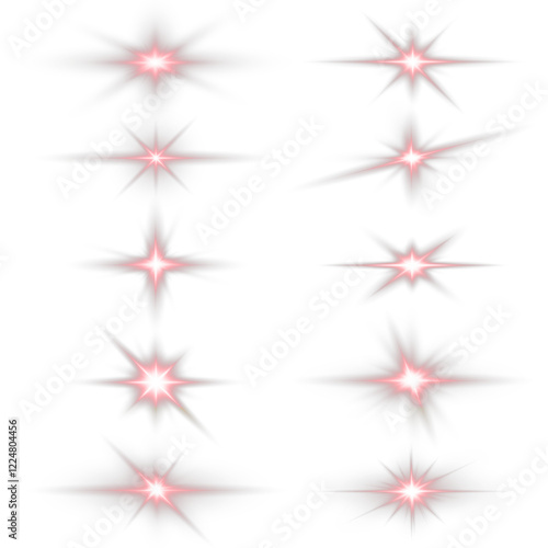 red star png. Light sun red png. Light flash red png. PNG format. Empty background, no background. summer season beach	