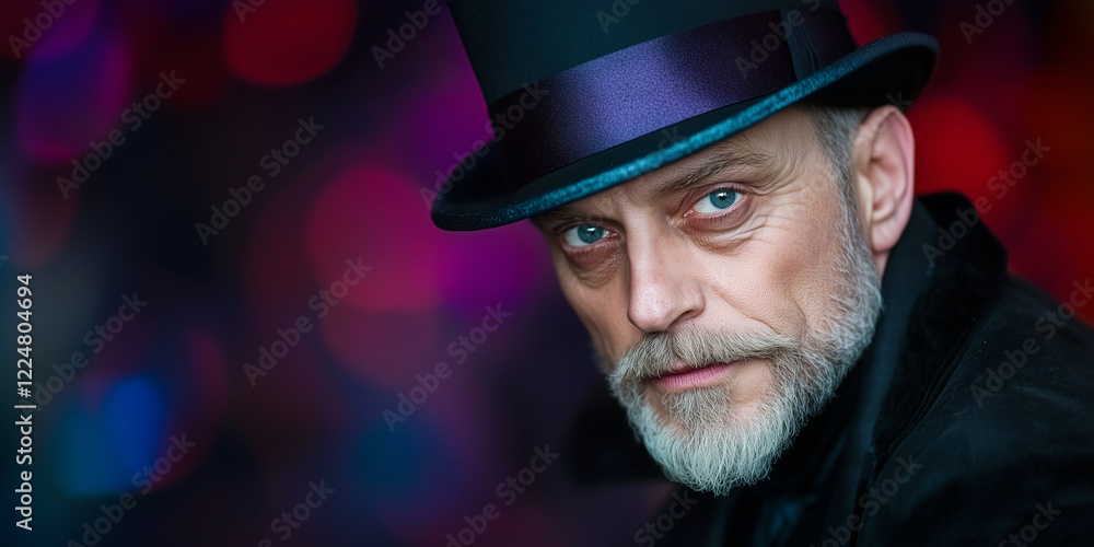Obraz premium Portrait of a man wearing a top hat.