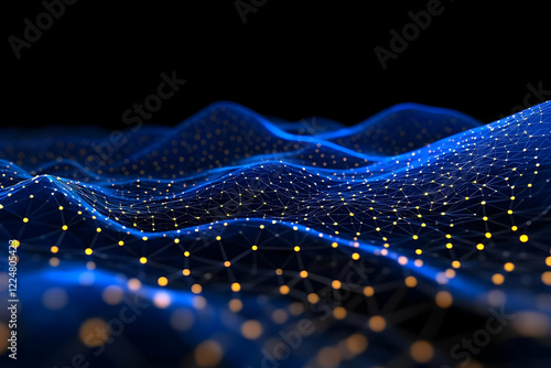Abstract Blue Wavy Network ...
