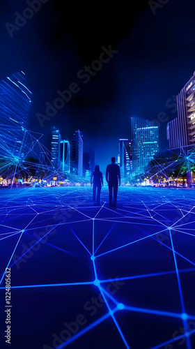 Two People Walk Through Fut...