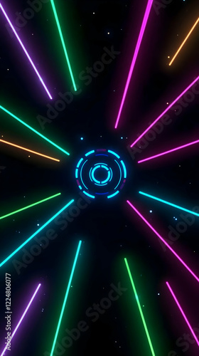Neon Lights Radiate from a ...
