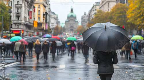 Person with Umbrella Stands...