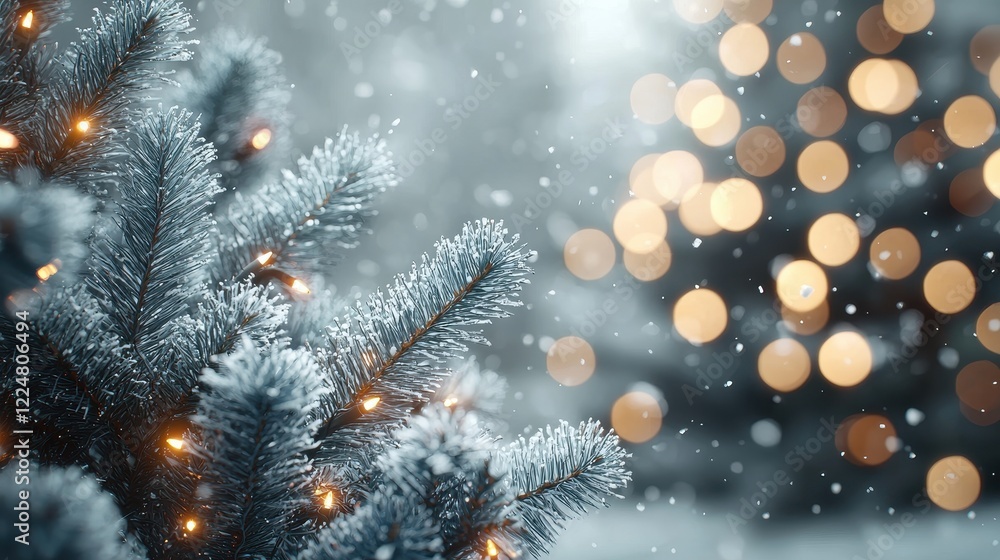 Magical Snowy Christmas Tree with Warm Lights Magical Snowy Christmas Tree with Warm Lights