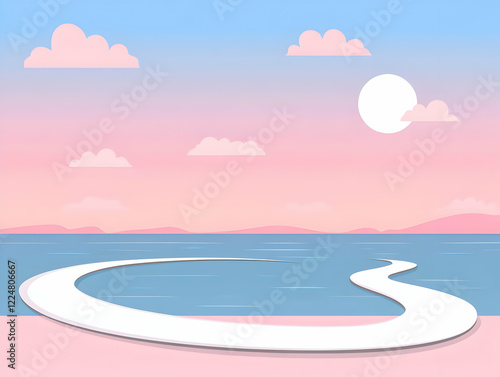 Serene Pastel Landscape wit...