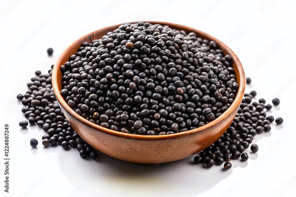 Minimalist Photo: Urad Dal, Black Gram, Vigna mungo on White Background Minimalist Photo: Urad Dal, Black Gram, Vigna mungo on White Background