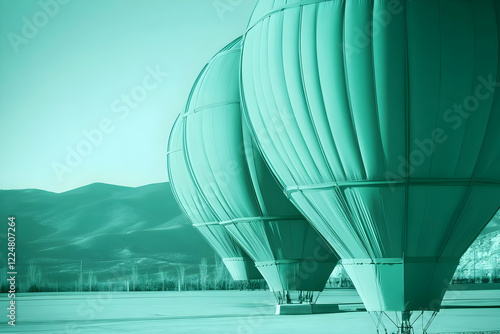 Three Teal Hot Air Balloons...