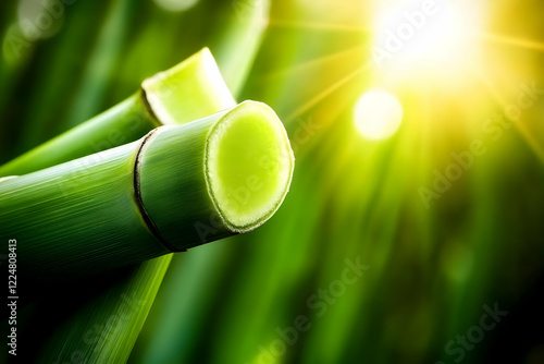 Freshly Cut Bamboo Stalks G...