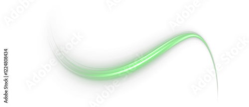 Glowing green spiral of light with smooth, dynamic rings on a black background. Surrounded by subtle glowing particles, the design conveys energy, motion, and a futuristic, abstract aesthetic