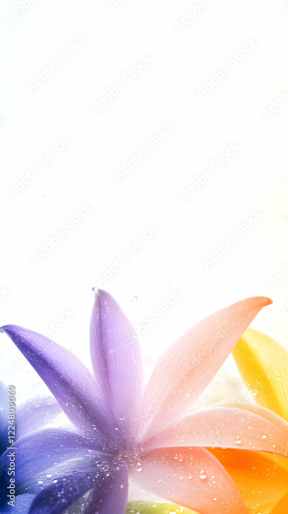 Fototapeta premium Colorful Flower Petals with Water Droplets Create a Stunning Visual Display
