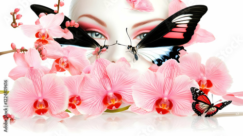 Beautiful Face with Pink Or...