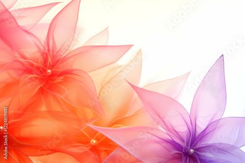 Sheer Colorful Fabric Flowe...