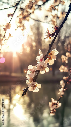Blooming Cherry Blossoms Gl...