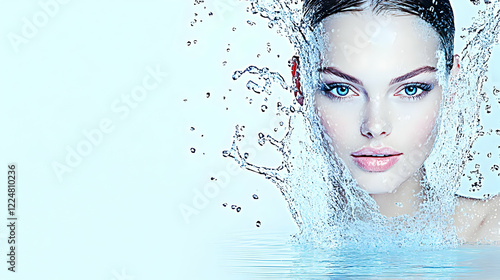 Woman with Splashing Water ...