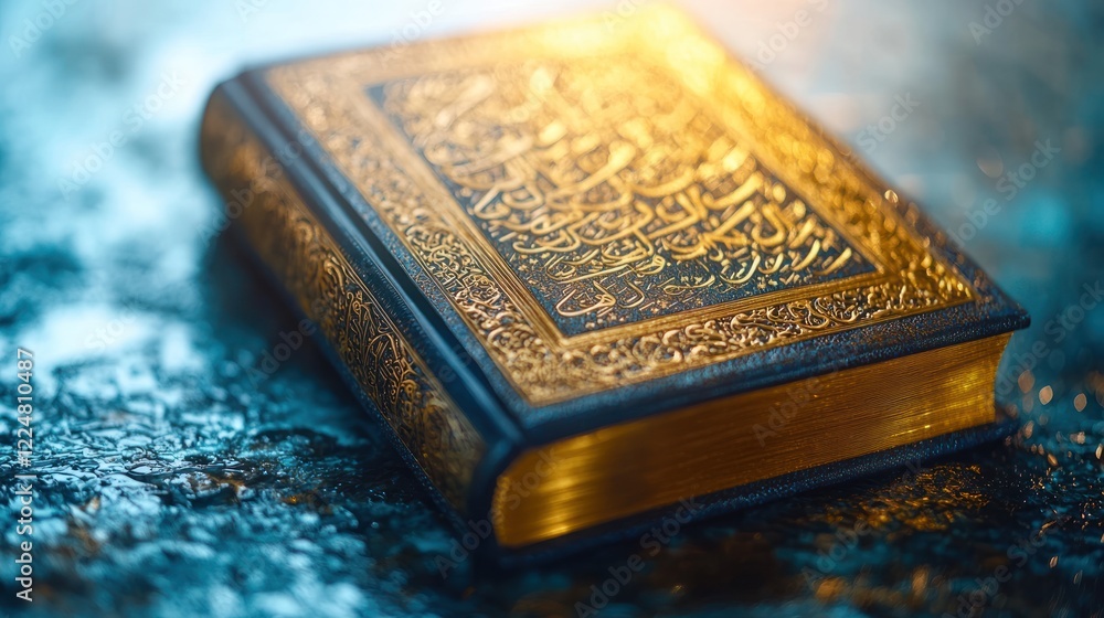 Fototapeta premium Ornate Quran, gold gilded, holy book.