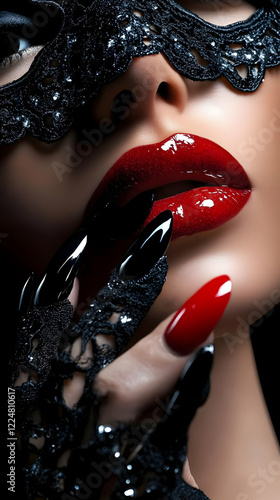 Close-up of Woman with Blac...