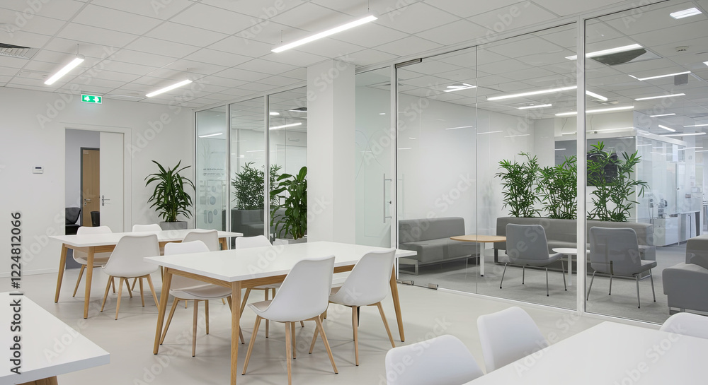 Fototapeta premium Minimalist office interior with conference room