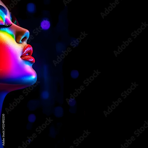 Woman with vibrant holograp...