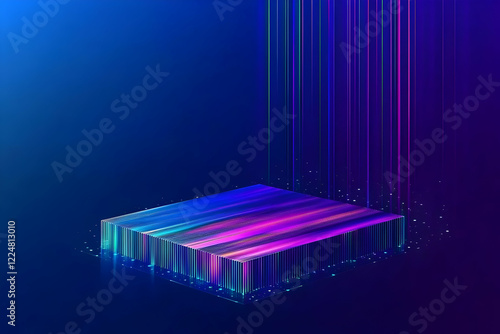 3D Abstract Cube with Neon ...