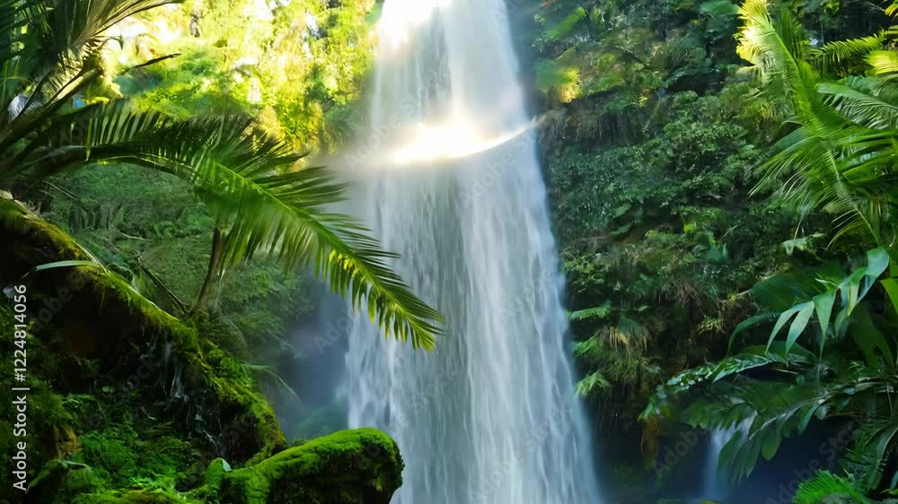 Waterfall is flowing into a river Waterfall is flowing into a river