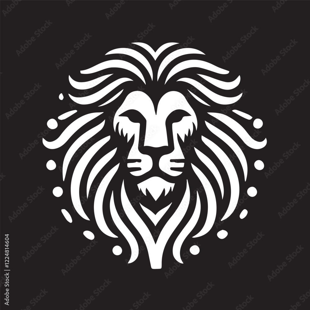 Obraz premium black and white Vector illustration of a lion head icon