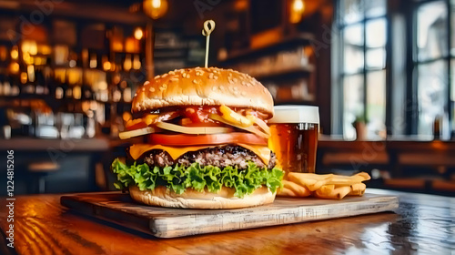 Juicy Burger with French Fr...
