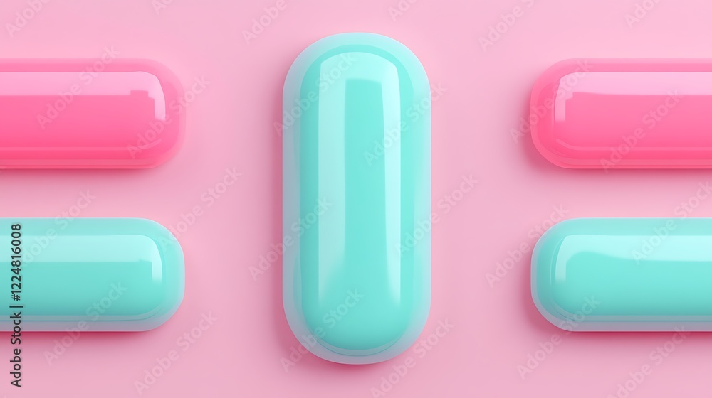 Colorful Capsule Shapes on a Soft Pink Background for Creative and Modern Design Projects Colorful Capsule Shapes on a Soft Pink Background for Creative and Modern Design Projects