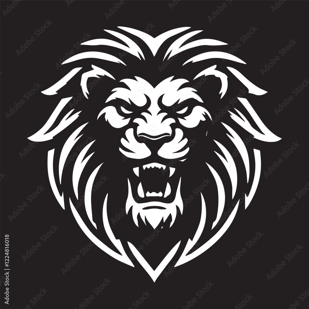Fototapeta premium black and white Vector illustration of a lion head icon