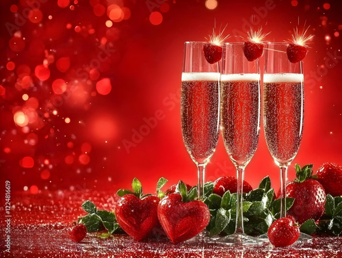 Three Champagne Flutes with...