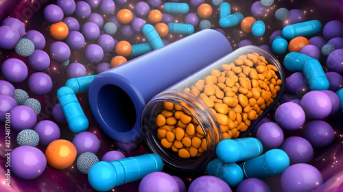 3D Render of Pills, Capsule...