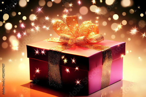 Pink Gift Box with Gold Rib...