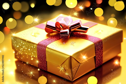 Golden Gift Box Wrapped wit...