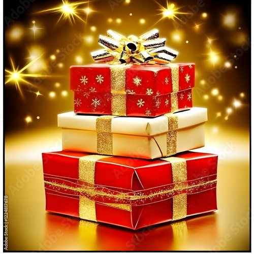 Stacked Gift Boxes Sparkle ...