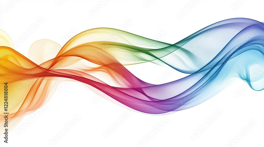 A flowing wave design featuring ribbons of color transitioning through all shades of the rainbow, creating a sense of fluidity and balance. A flowing wave design featuring ribbons of color transitioning through all shades of the rainbow, creating a sense of fluidity and balance.