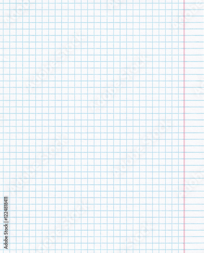 Texture of paper blue checkered graph with margin.