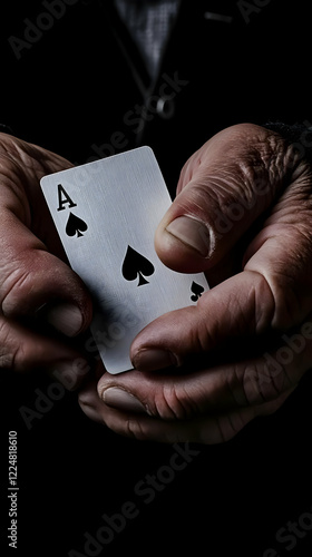 Hands Holding Ace of Spades...