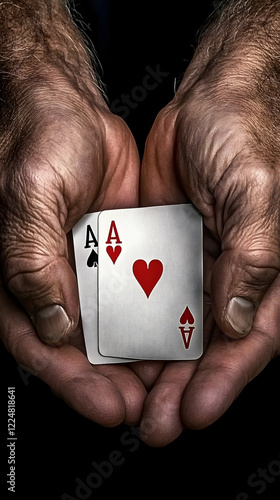 Close-up of Two Aces Held i...