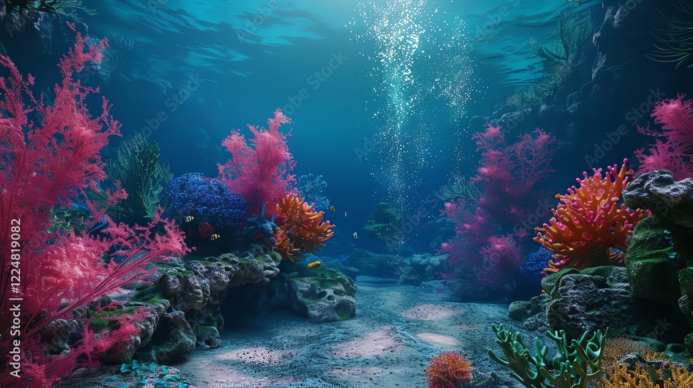 Fototapeta premium Underwater scene with coral and fish.