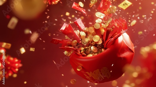 There is a feeling of winning a big prize, Chinese New Year mobile wallpaper with a red background