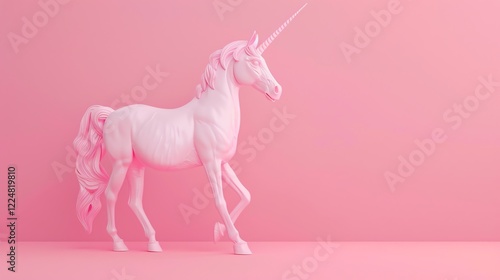 A pink unicorn on a pink background. photo