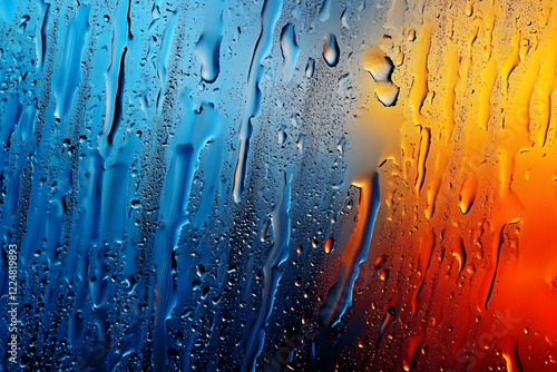Water Droplets Flow Down Gl...