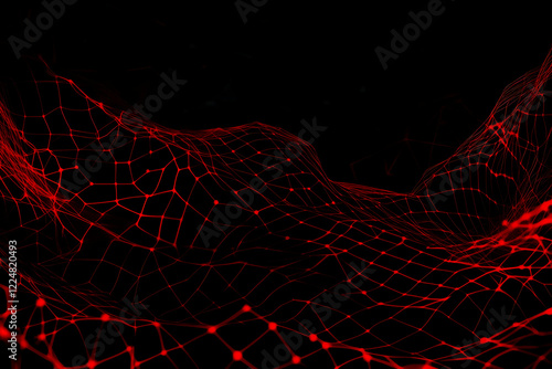Abstract Red Grid Network F...