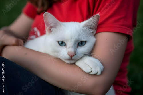 White Cat Rests Peacefully ...