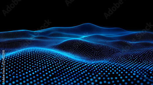 Abstract Blue Particle Wave...