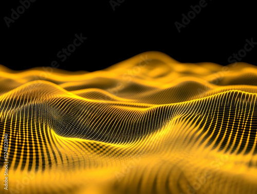 Abstract 3D Golden Grid Wav...