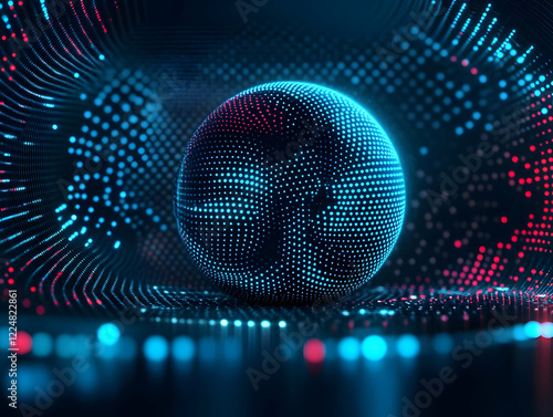 3D Sphere with Glowing Dots...