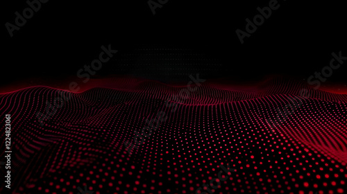 Abstract Red Particle Wave ...