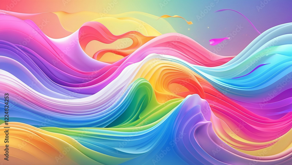 Obraz premium Vibrant single-line wave with a white backdrops